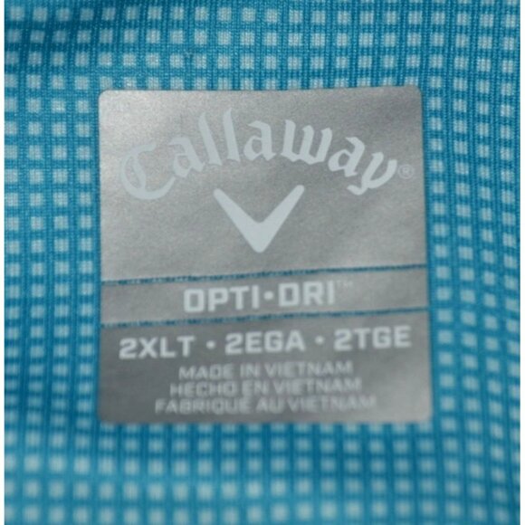 Callaway Opti Dri Men's Swing Tech Blue Micro Check Polo Golfing Shirt Size 2XLT - Picture 7 of 9